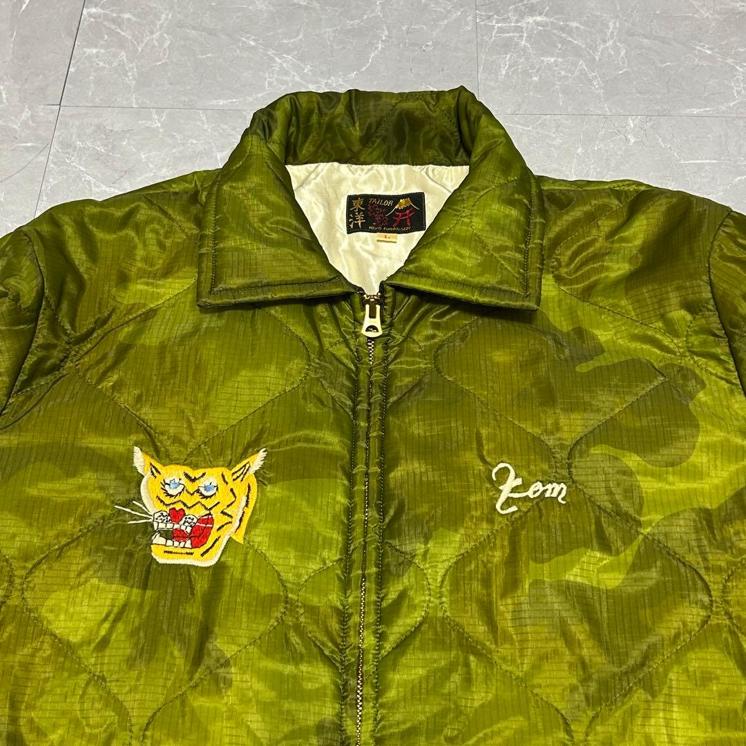 ✨美品✨【テーラー東洋】ベトジャン カモフラ柄 ベトナム ドラゴン 虎 刺繍 L