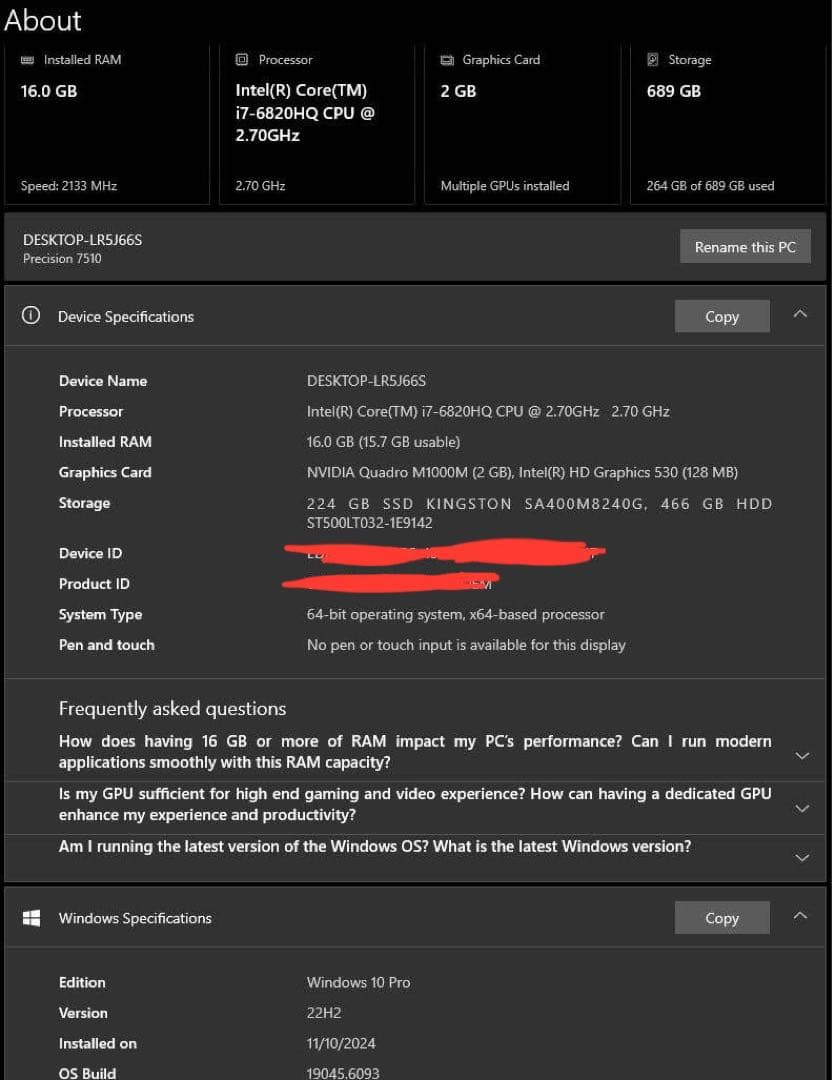 Windowsノート本体 DELL Precision 7510
