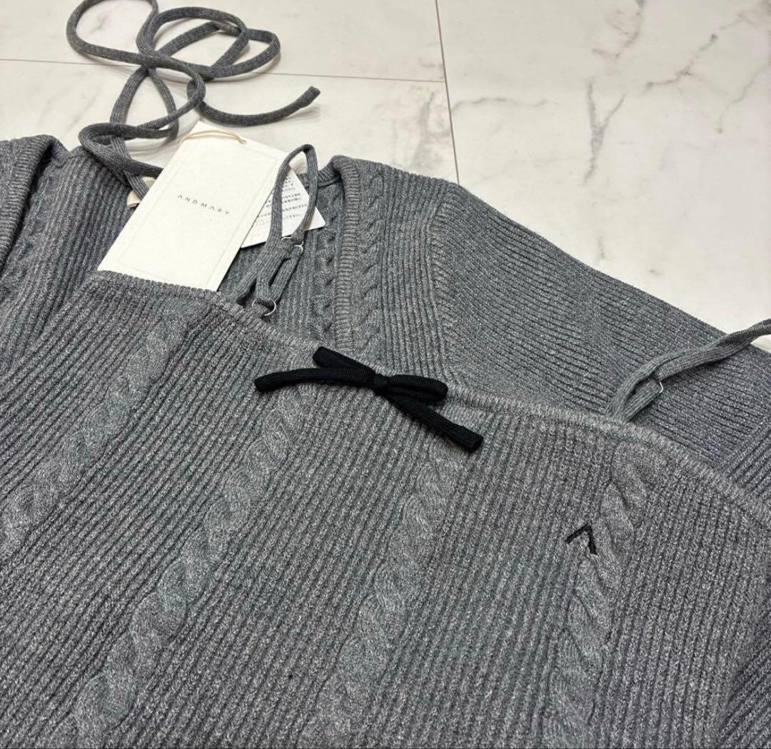 ANDMARY Sharon ribbon tops グレーアンドマリー
