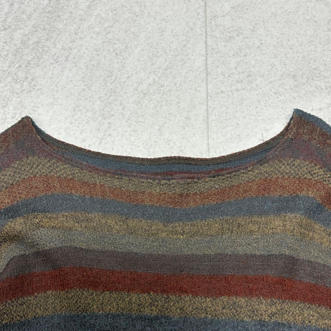 【ヨーガンレール】ウール シルク ニット プルオーバー ボーダー チェック