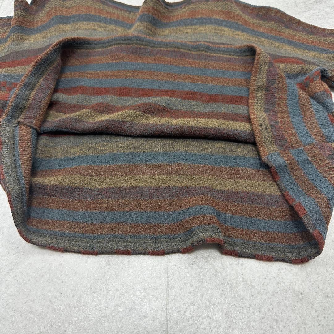 【ヨーガンレール】ウール シルク ニット プルオーバー ボーダー チェック