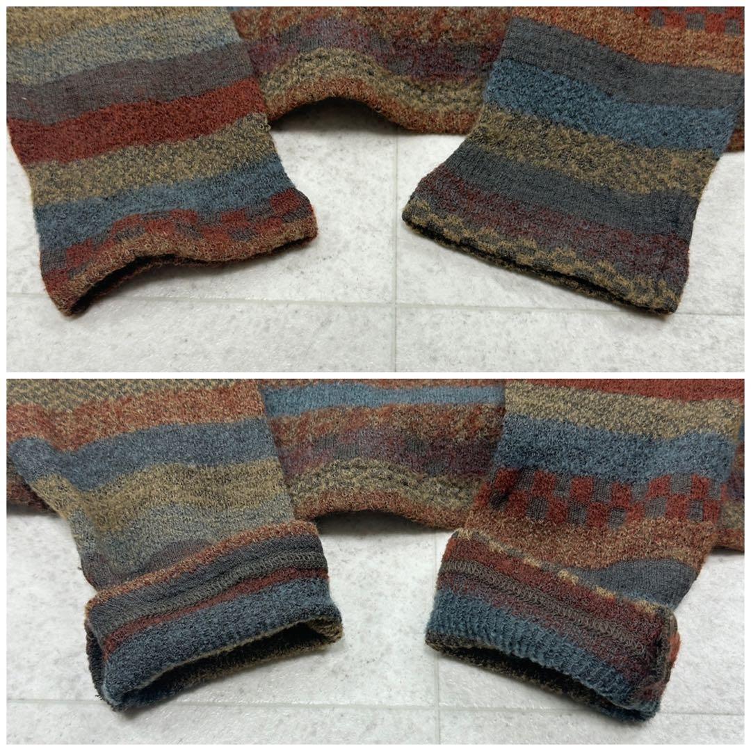 【ヨーガンレール】ウール シルク ニット プルオーバー ボーダー チェック