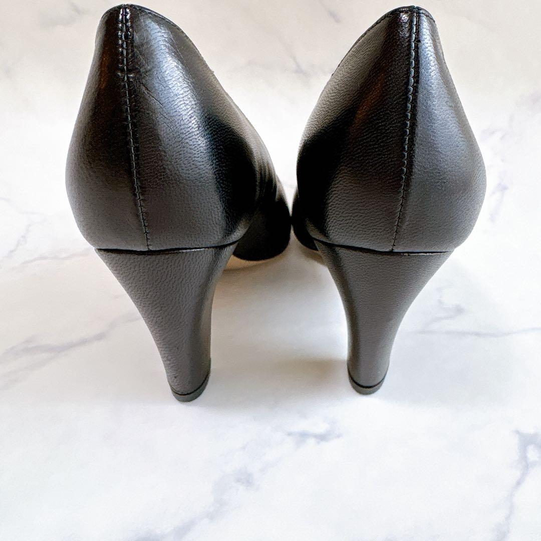 【未使用品】ファビオルスコーニ レザー パンプス ポインテッドトゥ ブラック