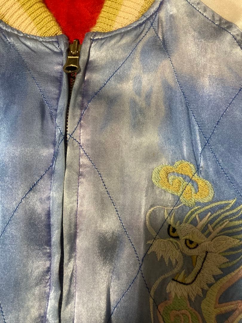 90sヒューストン飛有棲屯タグ　リバーシブルスカジャン　経年変化ダメージ　M