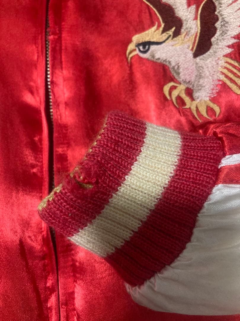 90sヒューストン飛有棲屯タグ　リバーシブルスカジャン　経年変化ダメージ　M