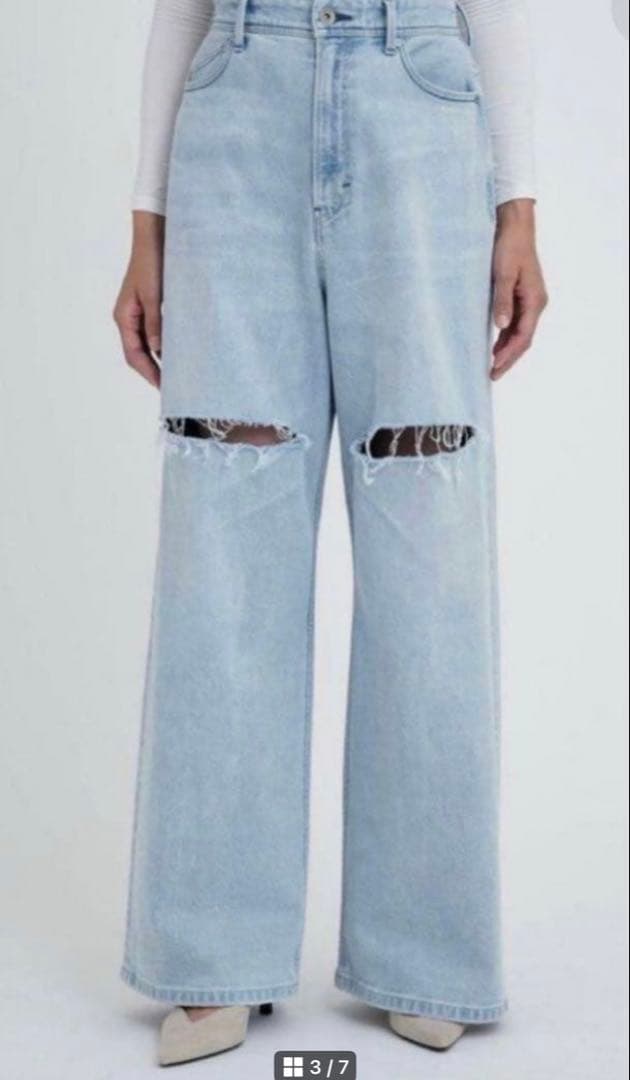 最終値下げ　YANUK ヤヌーク　クラッシュワイドデニム　23