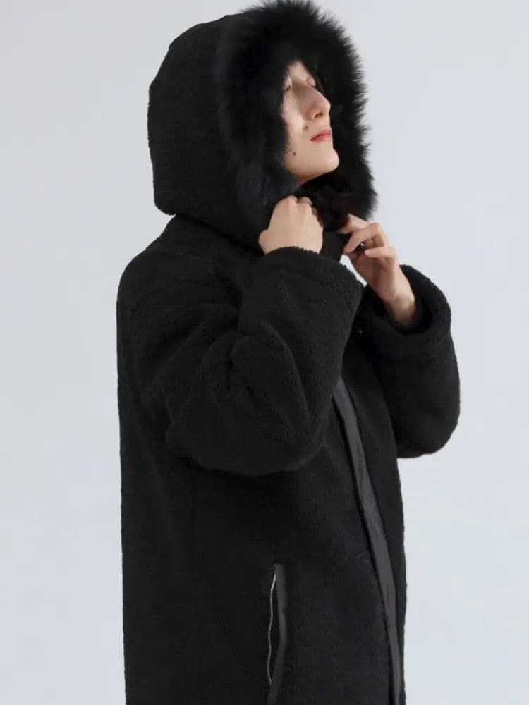 LASUD　ファーフーデッドボアコート　BK　9号　未使用品　定価34000円