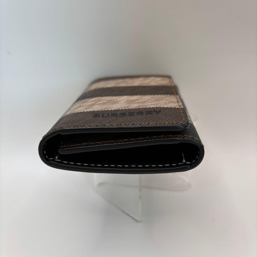 美品　BURBERRY キーケース　6連　ノバストライプ　チェック　ブラウン