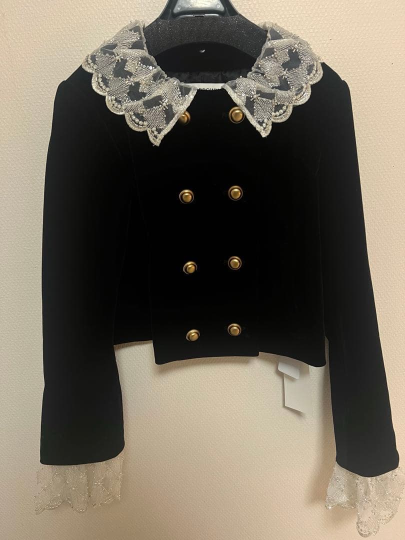 [L.B CANDY STOCK]スカラップビジューアタッチドジャケット