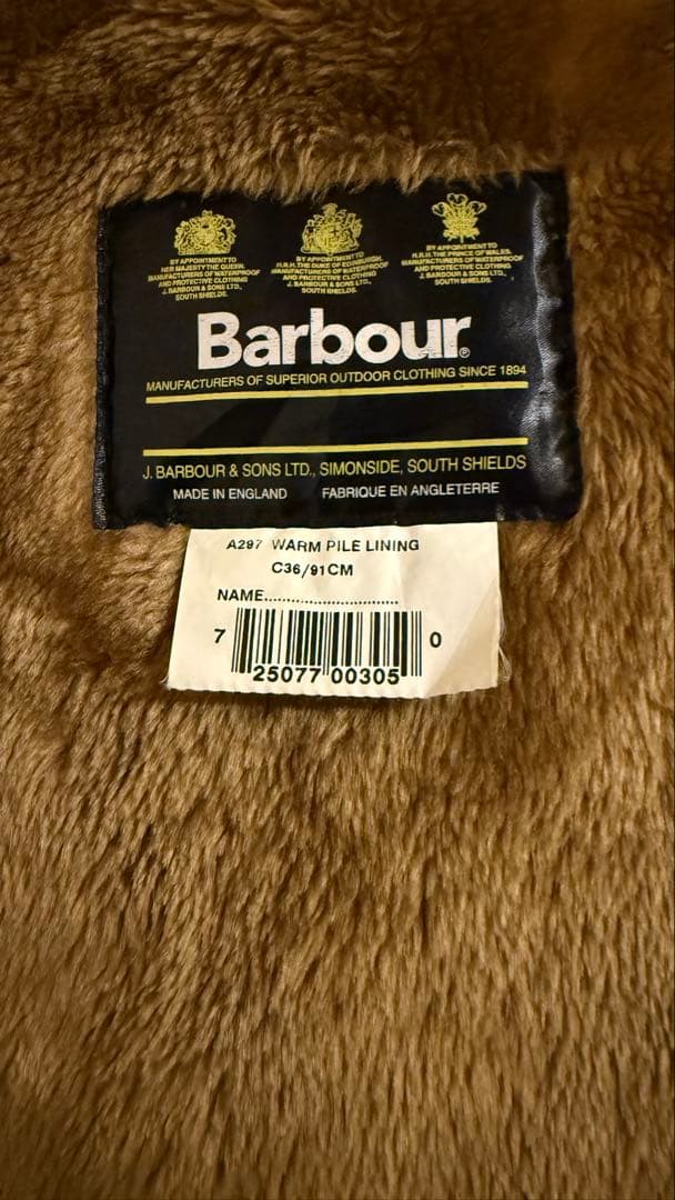 BARBOURファーライナーベスト+ LinerColdWeatherCoat
