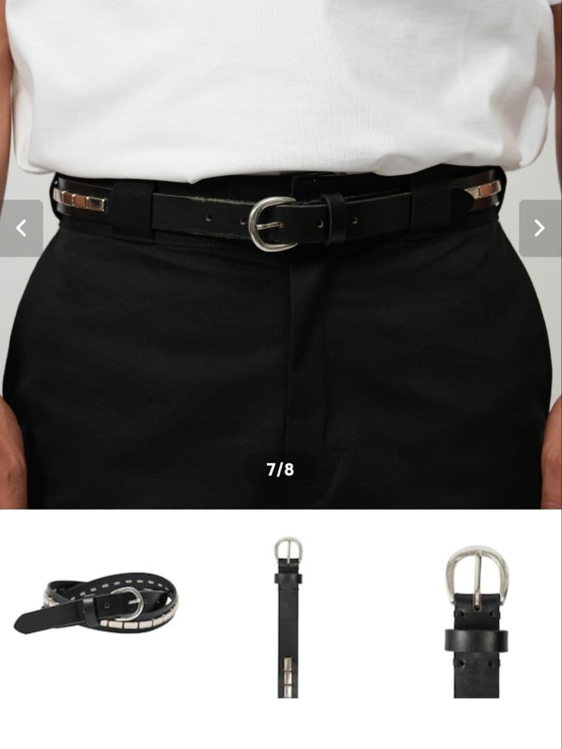 [新品未使用]DECIレザースタッズベルト黒Sメタルパーツ付YUYA OFUJI