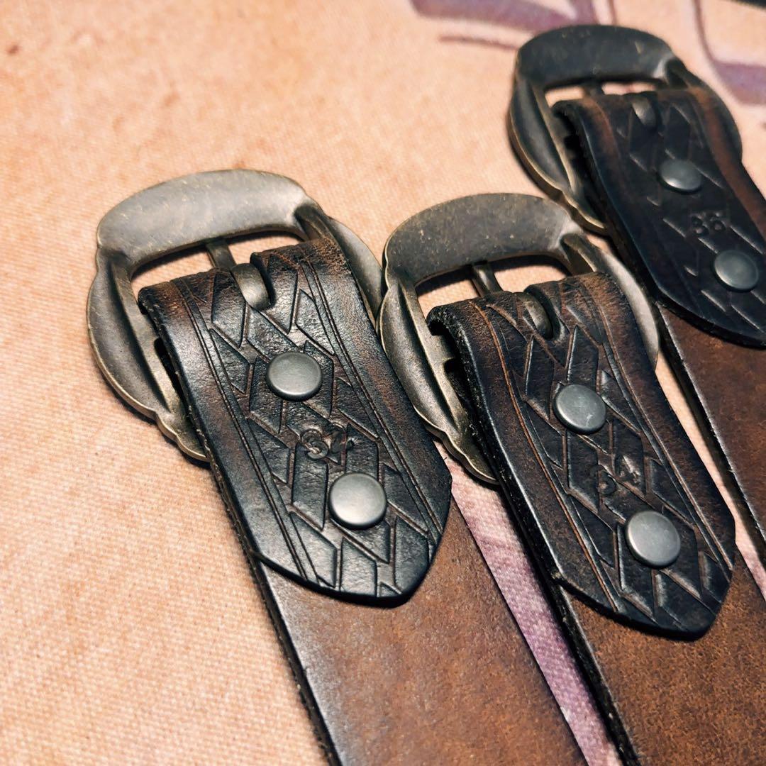 RRL ヴィンテージエンボスレザーベルト36