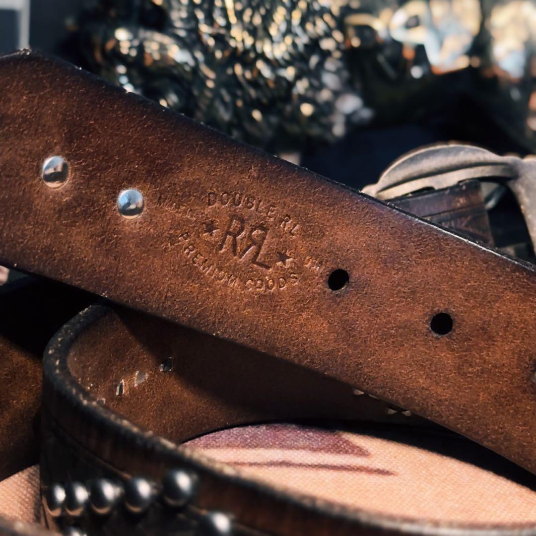 RRL ヴィンテージエンボスレザーベルト36