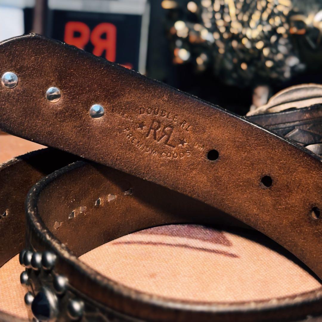 RRL ヴィンテージエンボスレザーベルト36