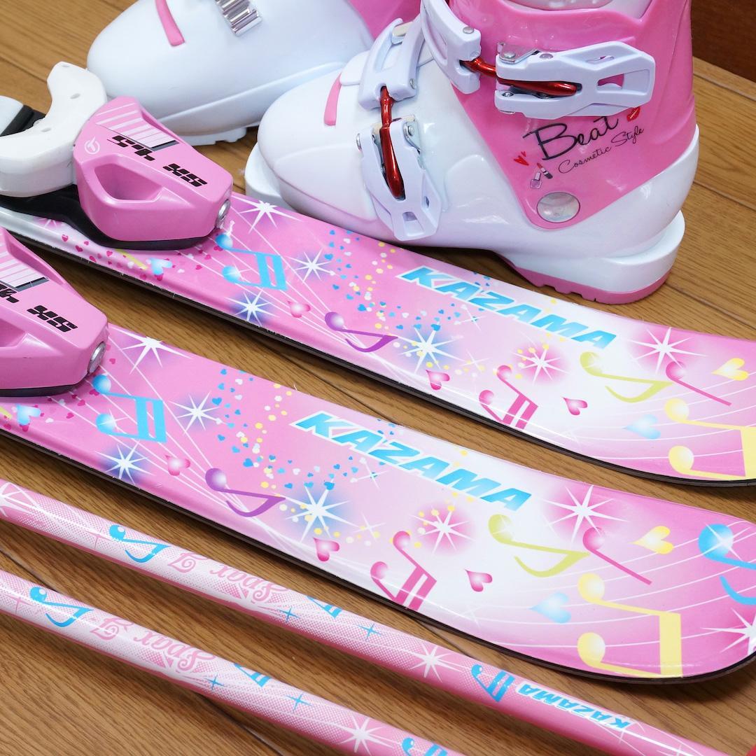 メンテ済 86cm 靴18cm KAZAMA スキーセット (90)