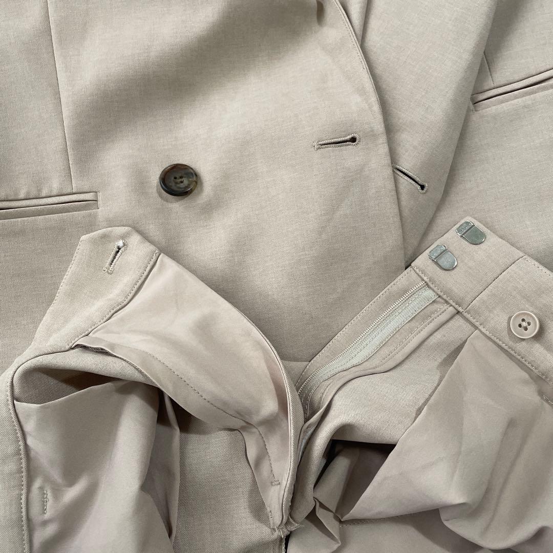 【PLST】プレミアムオックス　パンツスーツ　ダブルジャケット　セットアップ　L