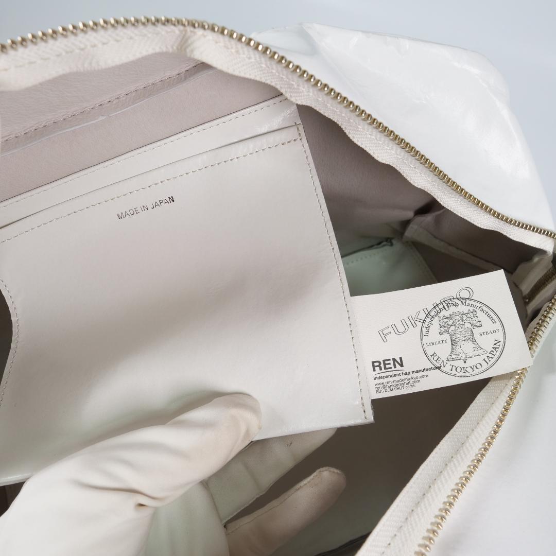 タグ付き未使用✨レン REN ボストンバッグ ホワイト ピッグスキン