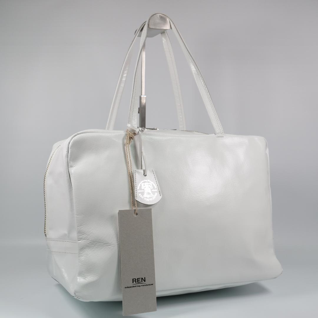 タグ付き未使用✨レン REN ボストンバッグ ホワイト ピッグスキン