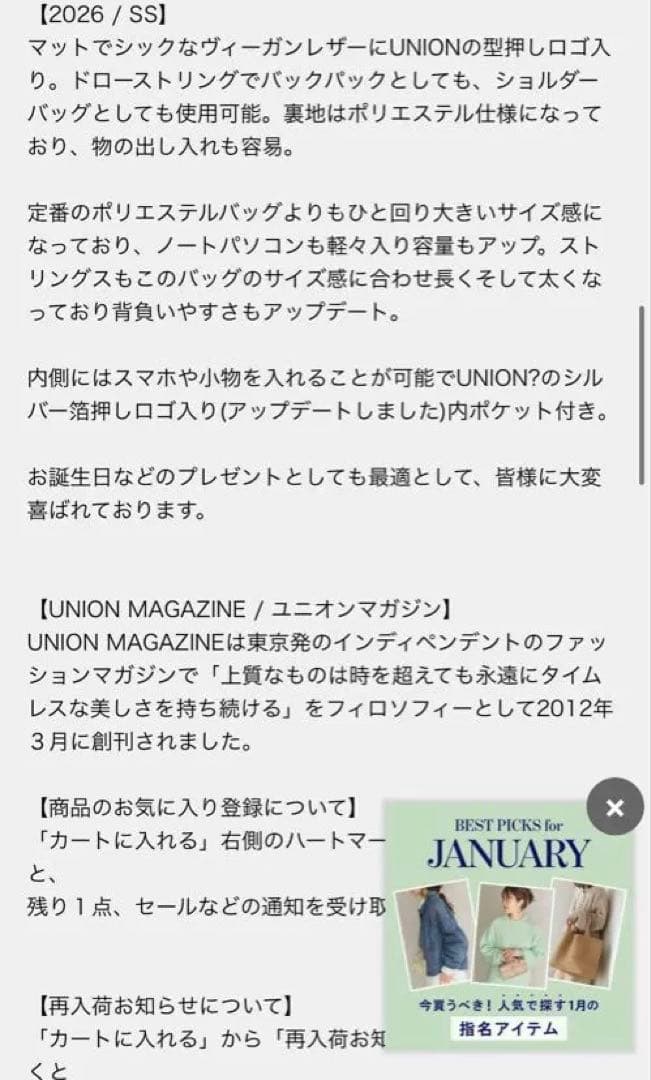 美品　Union Backpack M's Black Berry