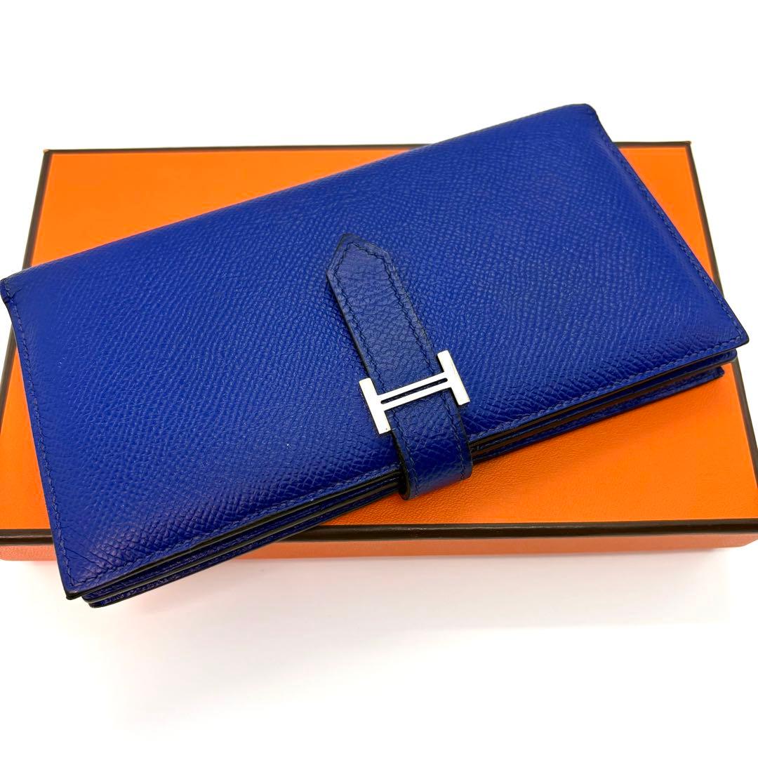 HERMES エルメス ベアンスフレ ブルーエレクトリック　長財布　ブルー