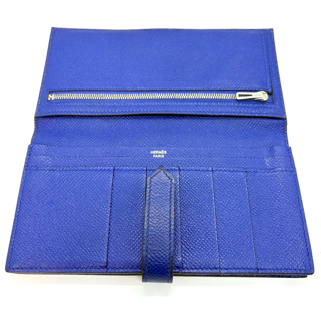 HERMES エルメス ベアンスフレ ブルーエレクトリック　長財布　ブルー