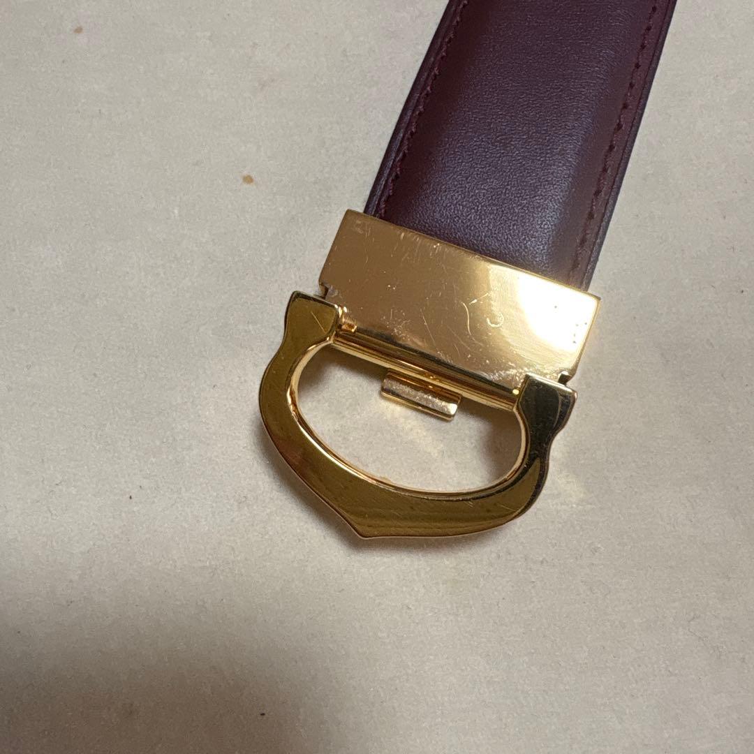 Cartier バーガンディ レザー ベルト