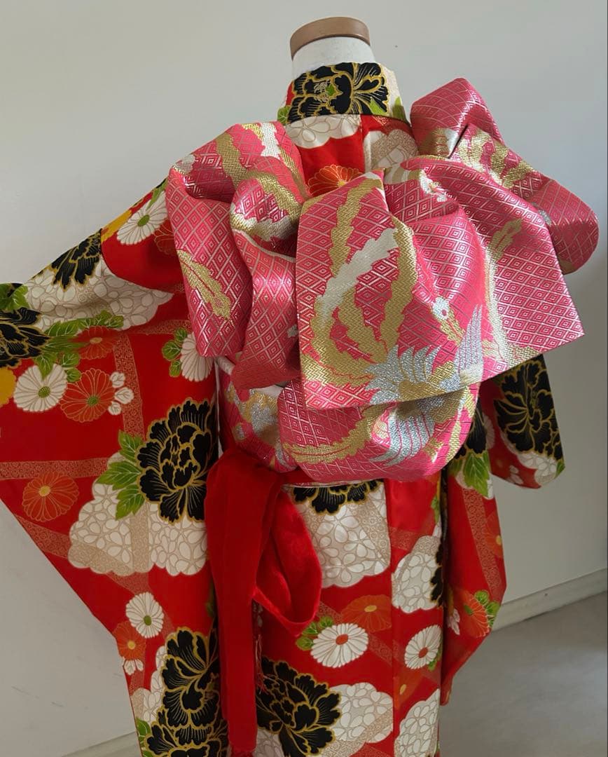 7歳　七五三　正絹着物　帯　帯揚げ　帯締め　しごき　セット