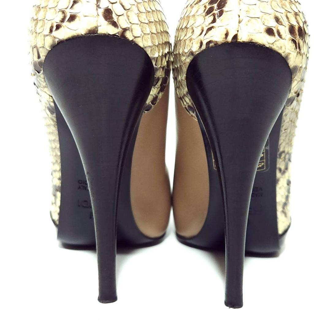 FENDI パンプス パイソン ブラック ブラウン プラットフォーム パイソン