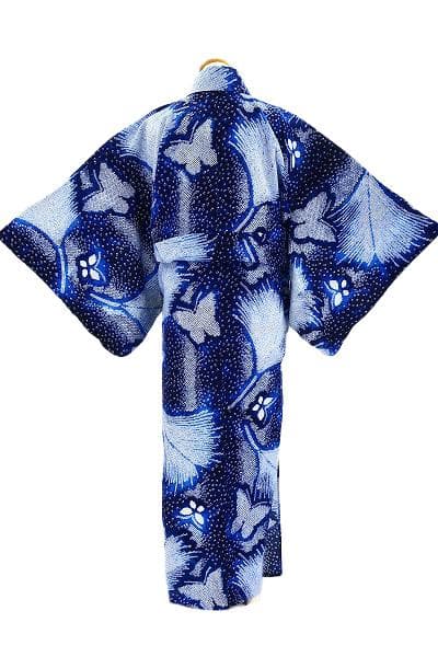 ★専用★未使用品 浴衣 有松絞り バチ衿 紺 アゲハ蝶 身丈161.5cm
