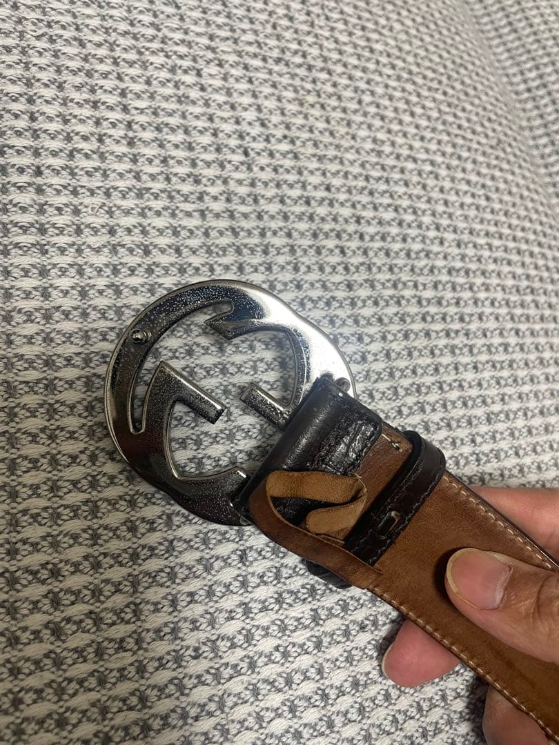 【美品】Gucci GGロゴバックル レザーベルト