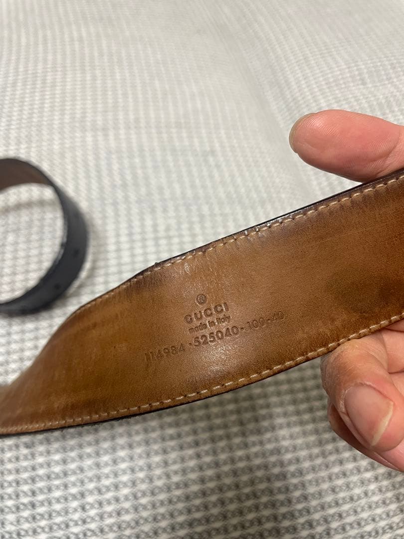 【美品】Gucci GGロゴバックル レザーベルト