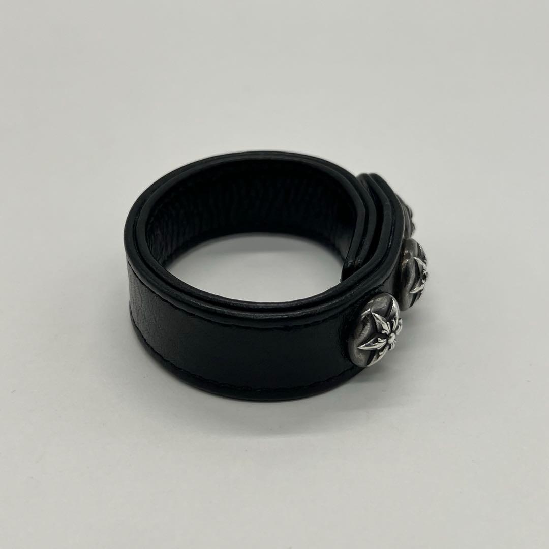 クロムハーツ 3ボタン2スナップ ブレスレット スターボタン レザー SV925