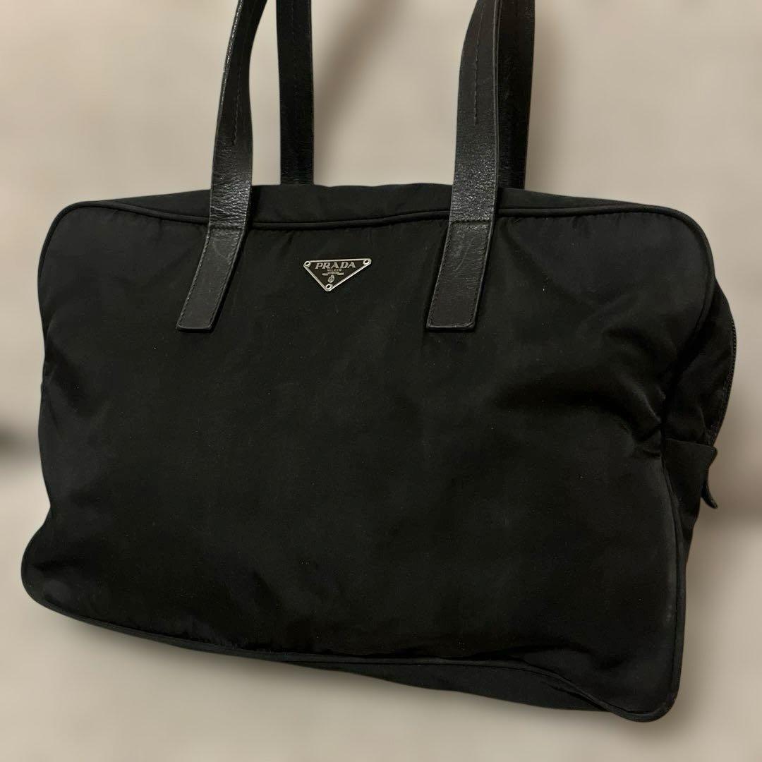 PRADA ミニボストンバッグ　三角プレート