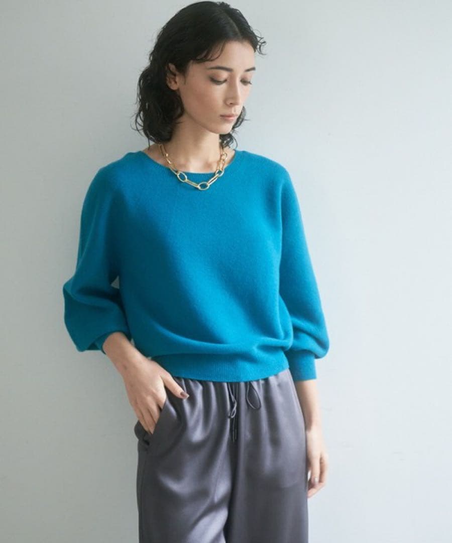 ANAYI 紡毛ガーターパフスリーブ プルオーバー 38