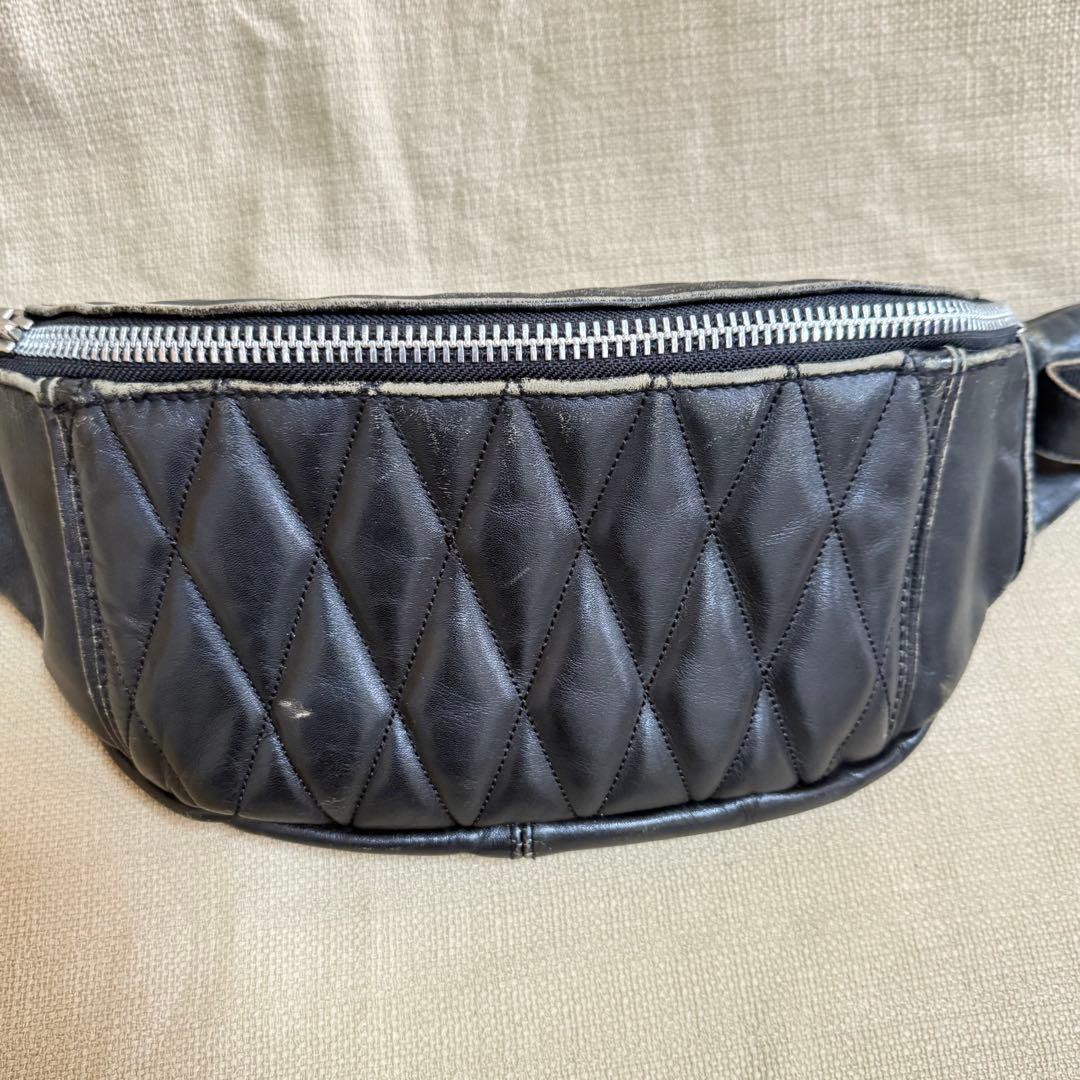 schott ショット パデッド レザー ボディバッグ 黒