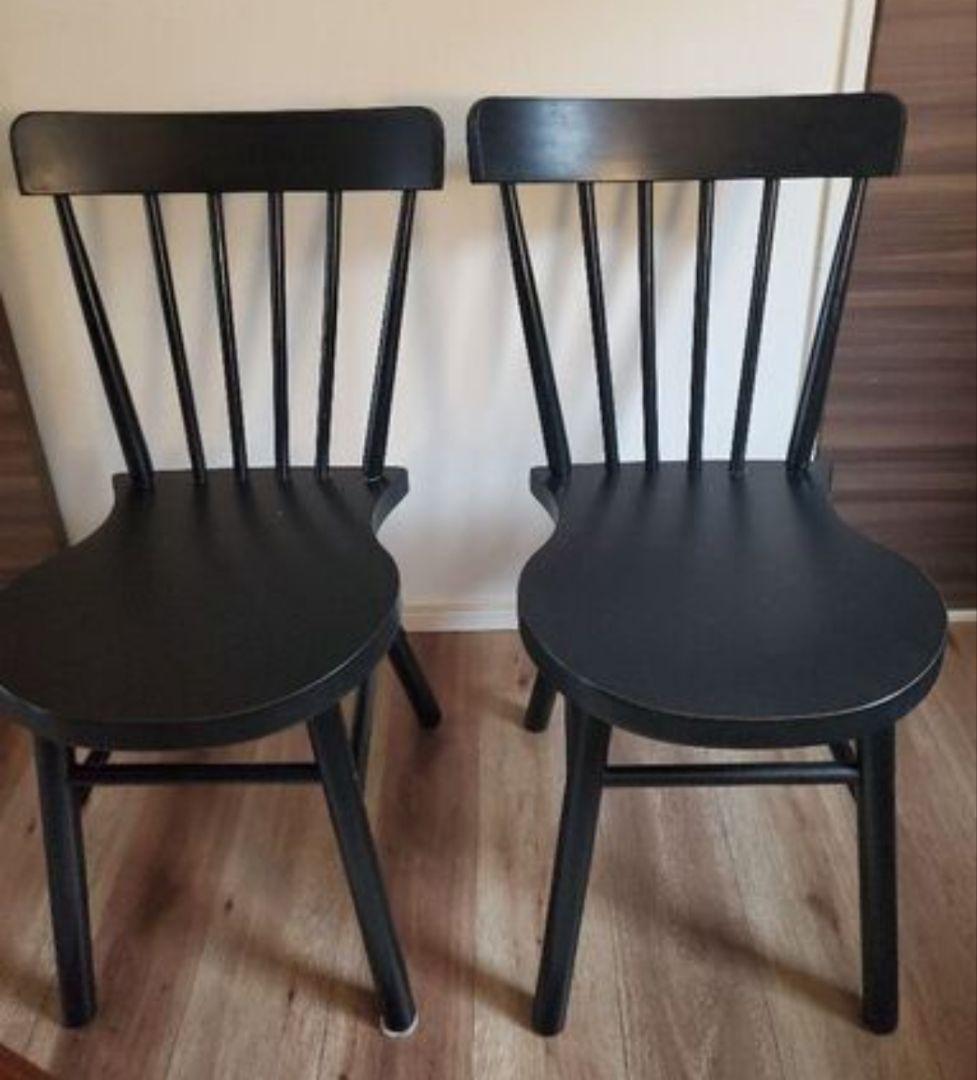IKEAブラック ダイニングチェア 椅子 2脚