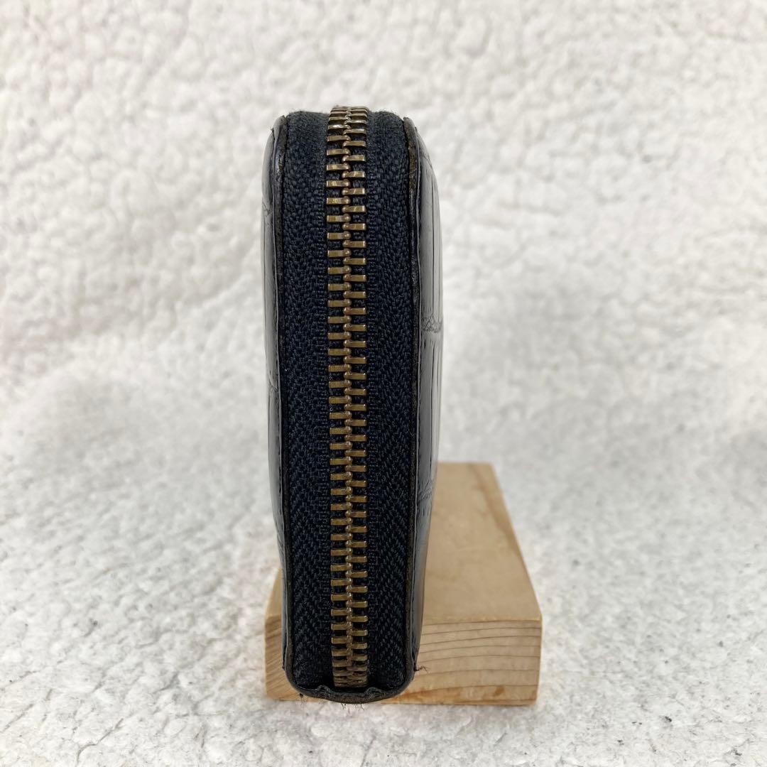 美品 フェリージ 長財布 クロコ型押 ラウンドジップ 黒 125 イタリア製