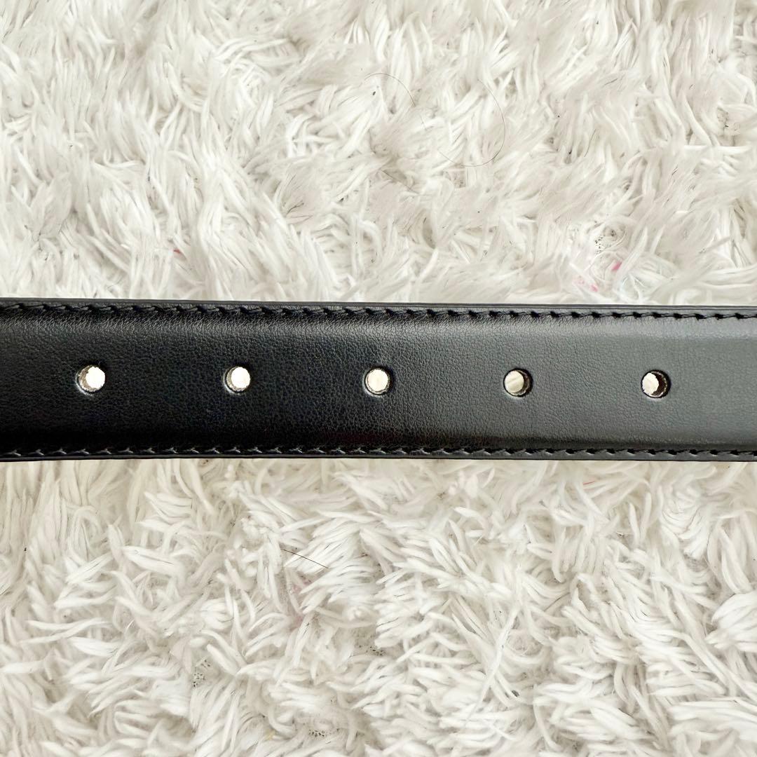 【美品】フェンディ ベルト ズッカ ロゴ シルバー メンズ レザー ブラック