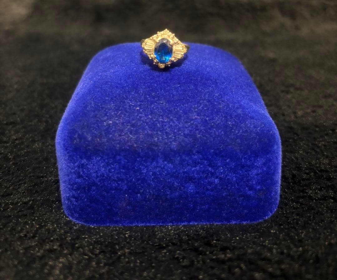 K14 ブルーストーン リング メレダイヤモンド付 ゴールド 指輪 オーバル