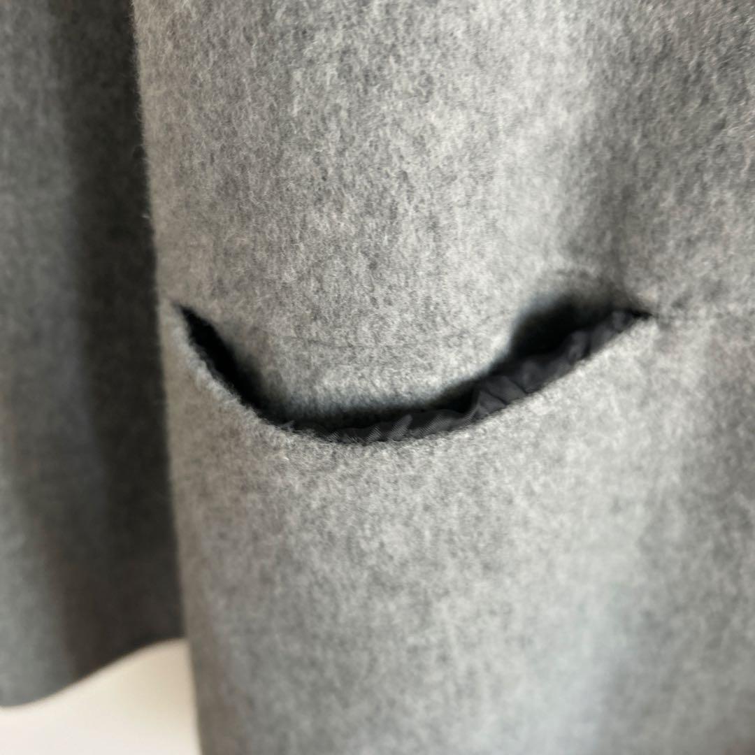 新品　東京ソワール　ノーカラー　ウールコート