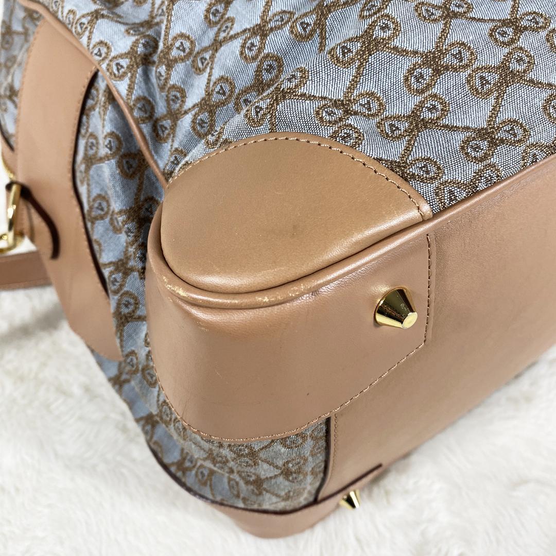 【美品】アニヤハインドマーチ リボン柄 ボストンバッグ 旅行カバン 総柄