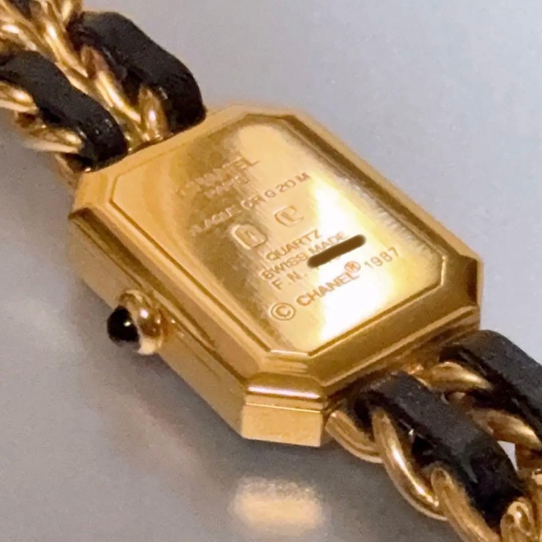 美品 CHANEL シャネル プルミエール ゴールド ブラック 腕時計M 電交済