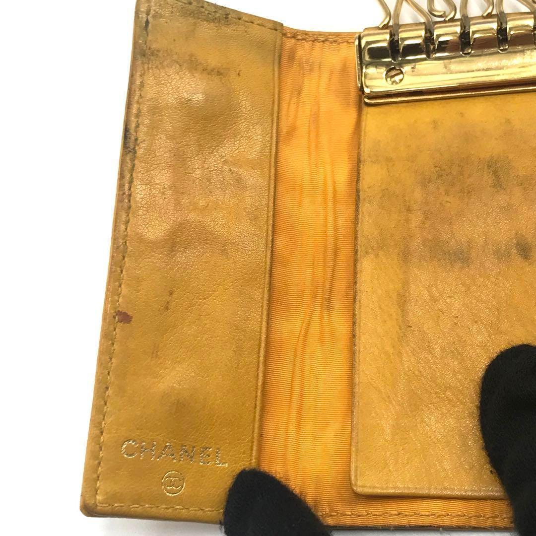 CHANEL シャネル ココマーク キャビアスキン イエロー 6連 キーケース