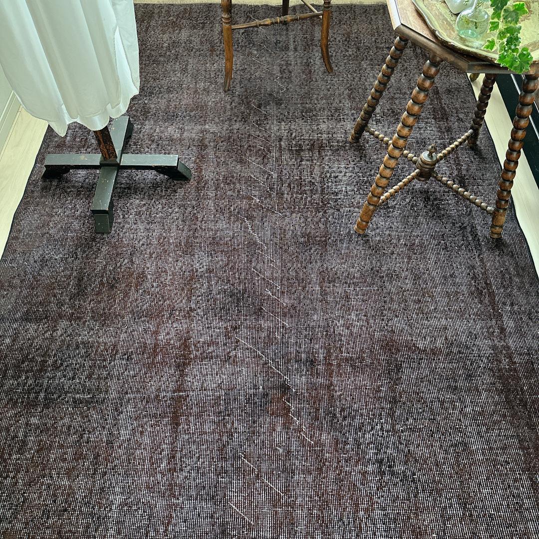 トルコ ヴィンテージラグA47 超大判 レア ダークブラウン オーバーダイラグ