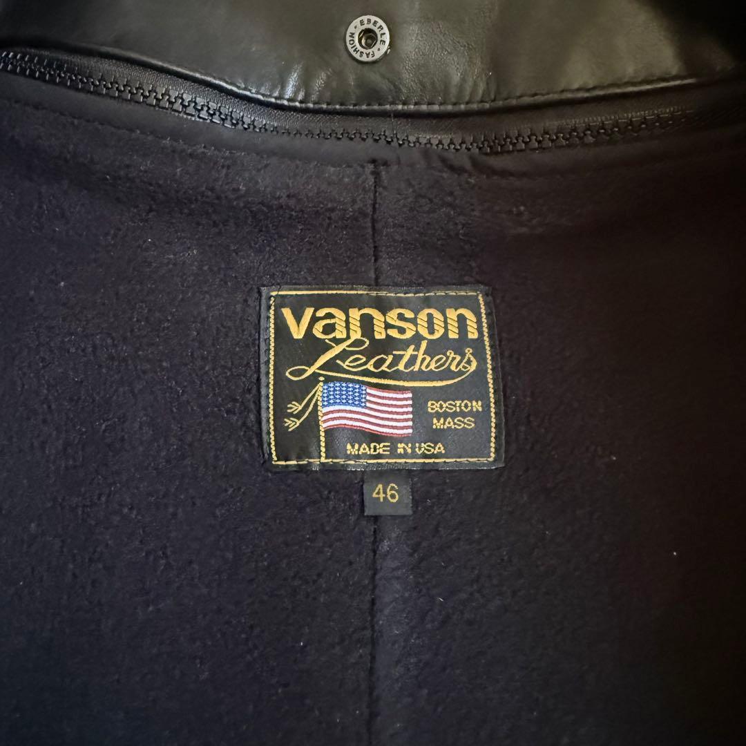 VANSON ライナー付き レザージャケット TYPE B ブラック 46