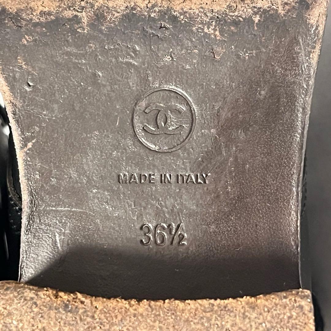 CHANEL ショートブーツ　ココマーク刺繍　サイドジップ　ツイード×レザー
