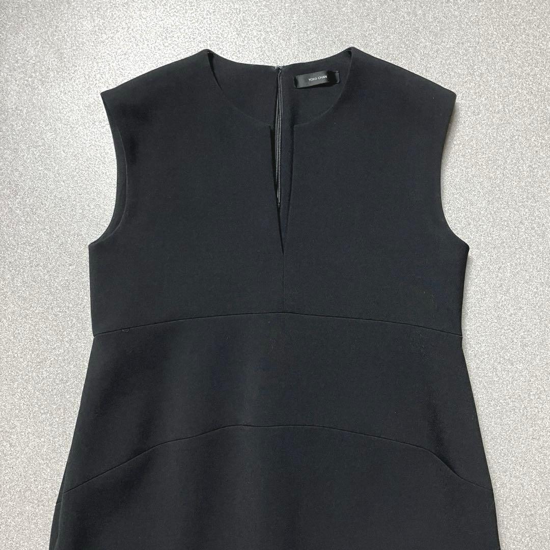 【美品✨ Vネック コクーン】ヨーコチャン ノースリーブワンピース 黒 ドレス