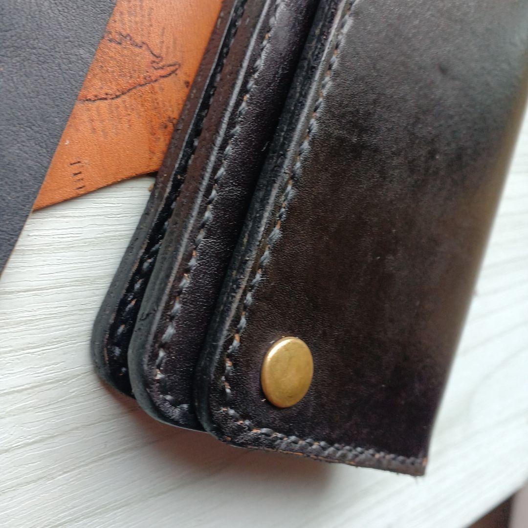 姫路レザー　トラッカーウォレット　ロング　茶芯　ハンドメイド