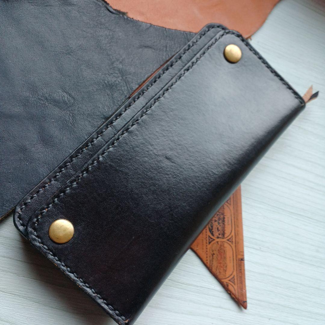 姫路レザー　トラッカーウォレット　ロング　茶芯　ハンドメイド