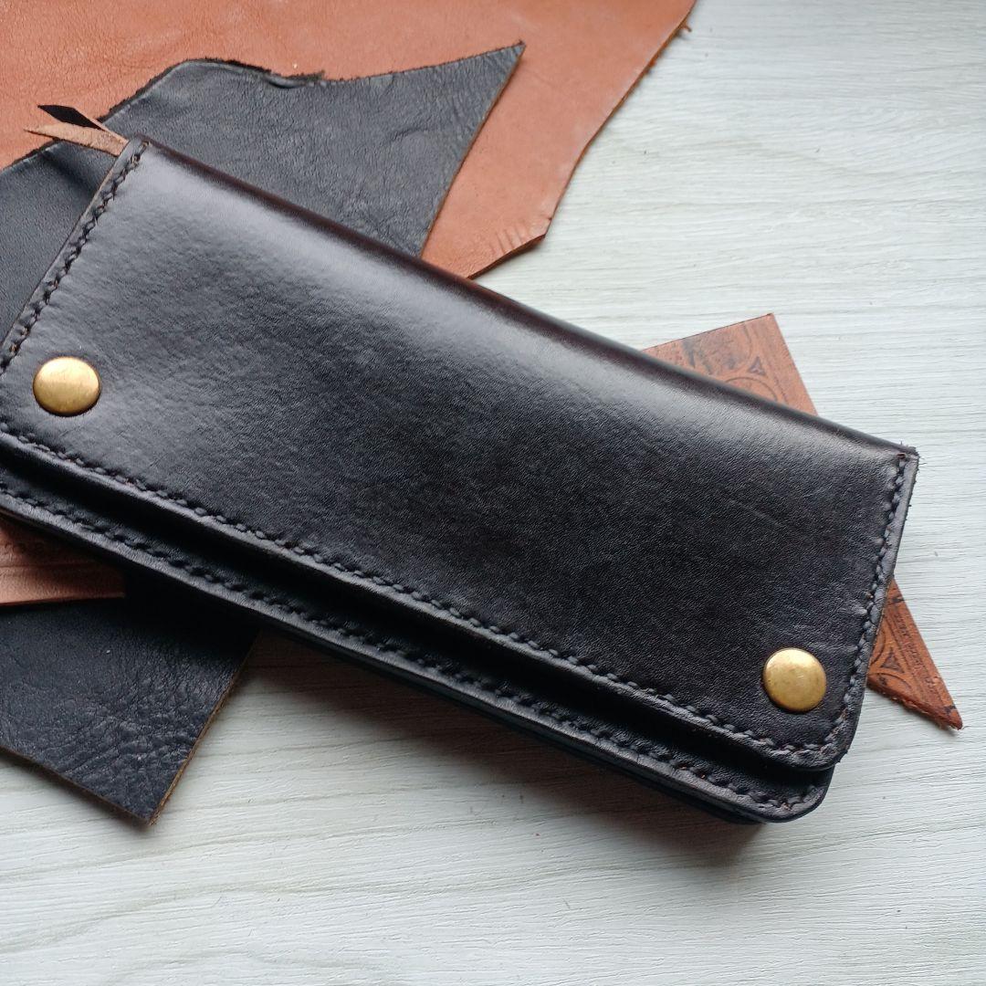 姫路レザー　トラッカーウォレット　ロング　茶芯　ハンドメイド